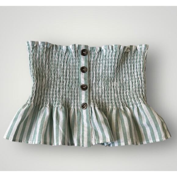 Shirred Babydoll Cropped Tube Top- Size Large - Picture 1 of 4